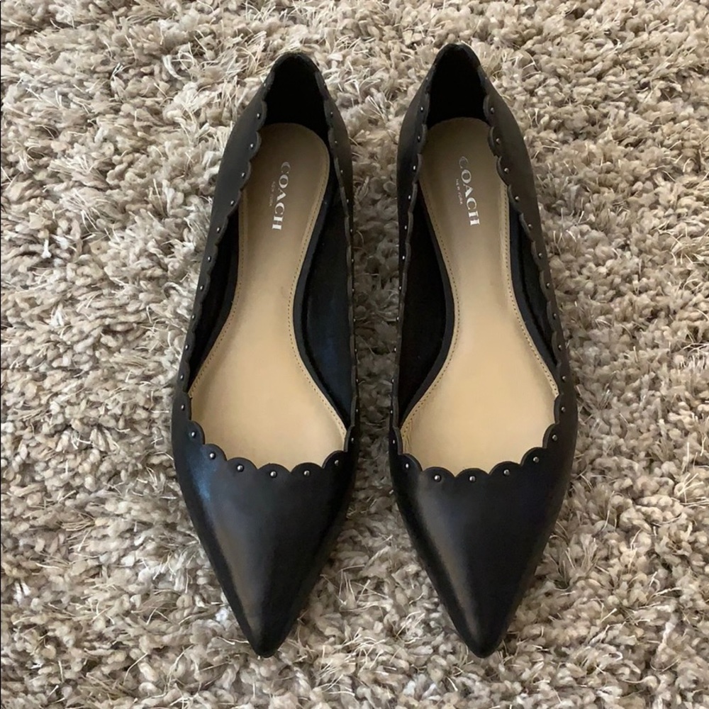 COACH studded black flats